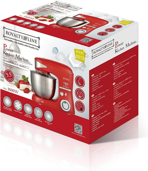 Robot pétrisseur multifonction rouge 6 litres 1600 W Royalty Line