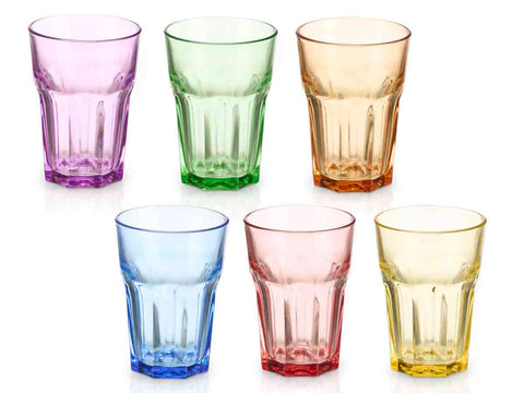 Pack 6 Vasos de Vidrio 360ml Colores