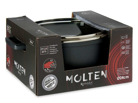 Cacerola 24cm Aluminio Fundido Full Induction Molten