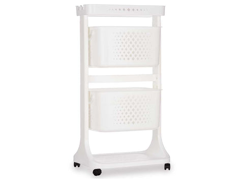 Verdulero Plástico 2 Alturas Ruedas Blanco