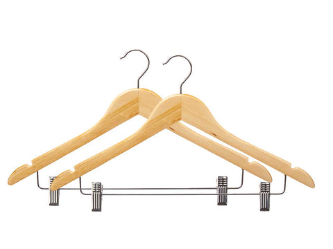 Set 2 Perchas de Madera con Pinza Pantalón
