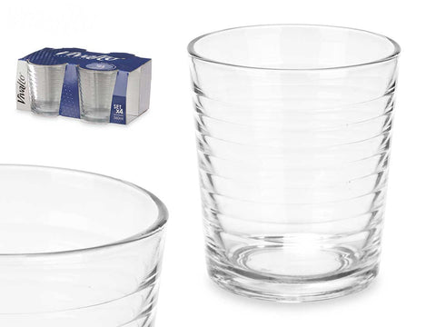 Set de 4 Vasos de Vidrio Rayas 360 ml