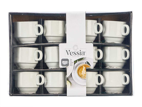 Pack 12 Tazas de Porcelana Apilable 90 ml