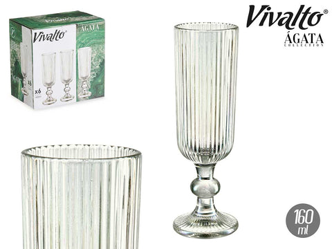 Copa Champagne 160ml Verde Musgo Rayas