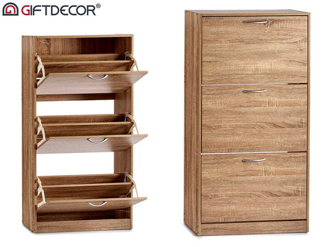 Zapatero de Madera 3 Pisos Beige 60×24×116cm