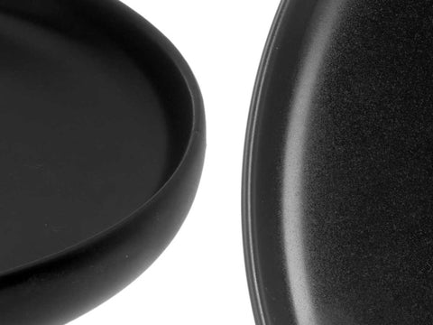 Pack 6 Platos Llanos Grandes Gres Negro 26,5cm