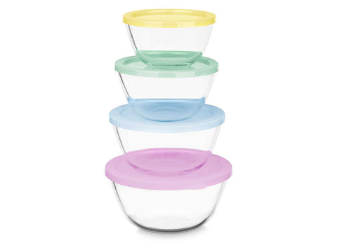 Set 4 Fiambreras Borosilicato Redondas 800 1000 1600 2100ml