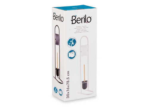 Portarrollos con Escobilla Metal Bambú Blanco Bérilo