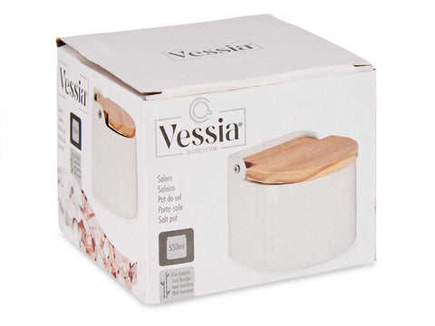 Salero Blanco Semi Circular con Tapa 550ml