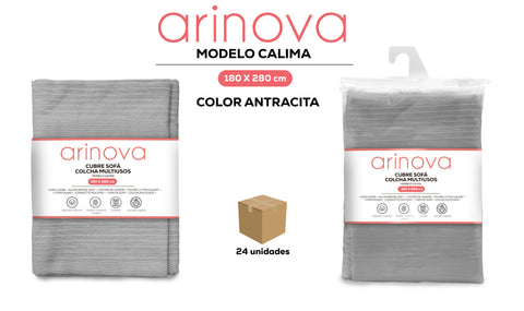 Colcha Calima 180x280cm Antracita Algodón Máxima Calidad