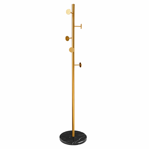Perchero de Mármol Dorado-Negro 29x29x173cm