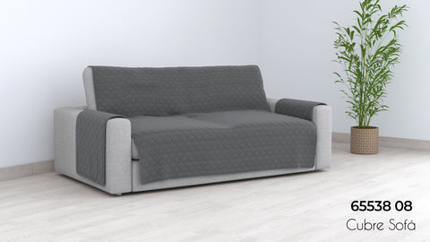 Cubre Sofá 3 Plazas Gris + Bolsillos