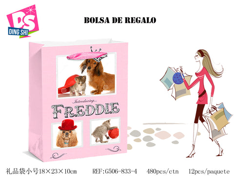 Pack 12 Bolsas Papel de Regalo 18x23x10cm Diseño Perro Firuláis