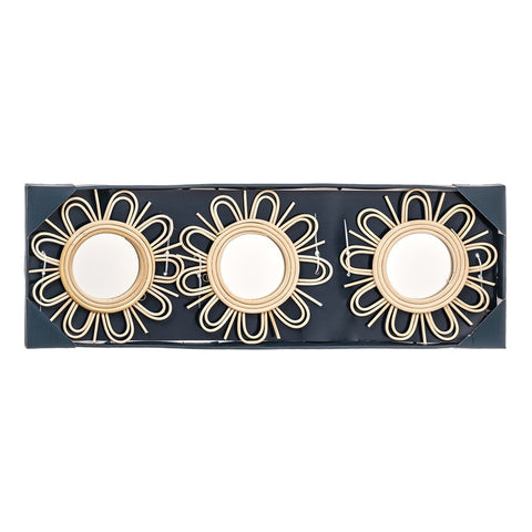 Set 3 Espejos de Pared Rattan Freya 3uds x 25cm