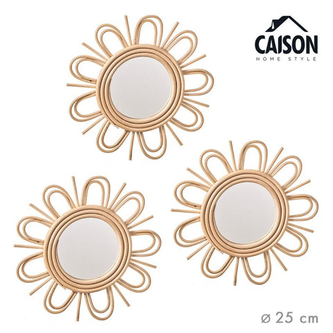 Set 3 Espejos de Pared Rattan Freya 3uds x 25cm