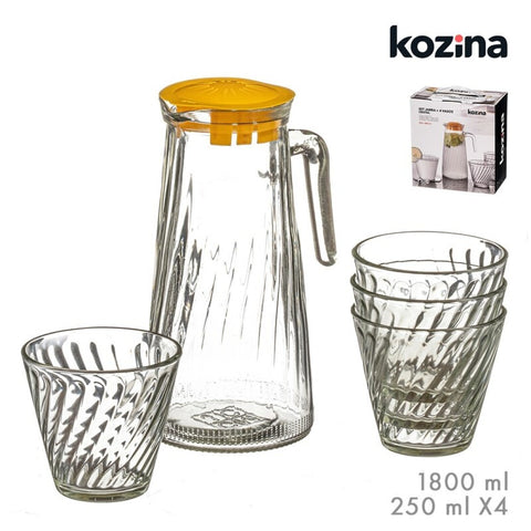 Set Jarra 1,8 Litros + 4 Vasos Plástico Verde