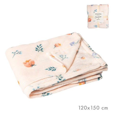 Manta Polar 120x150cm Flor de Acuarela Rosa