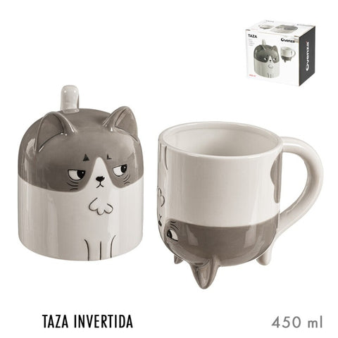 Mug al Revés Gato Bicolor 350ml