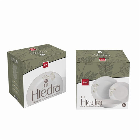 Vajilla Porcelana 12 Piezas Hiedra