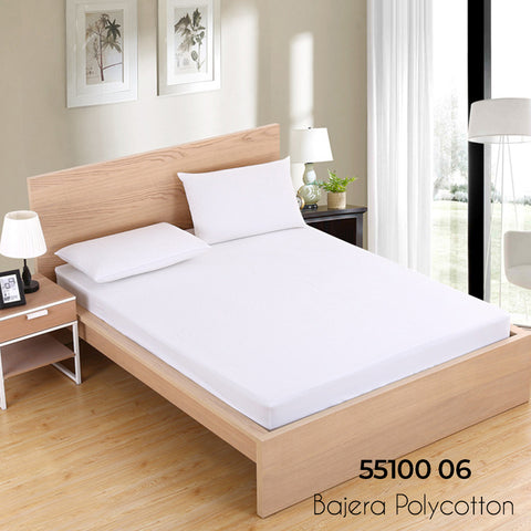 Sábana Bajera Blanca Cama 90cm Ajustable Polycotton 