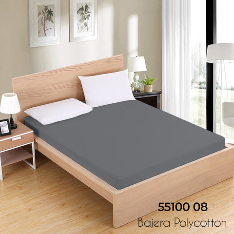 Sábana Bajera Gris Cama 135cm Ajustable Polycotton