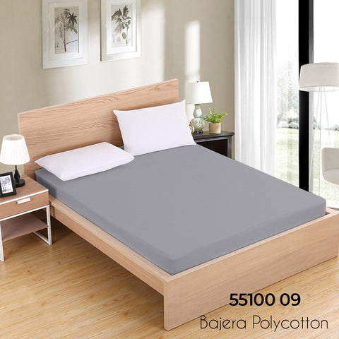 Sábana Bajera Gris Claro Cama 90cm Ajustable Polycotton
