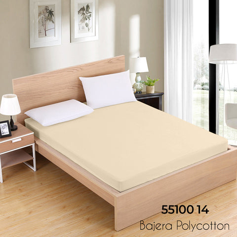 Sábana Bajera Crema Cama 90cm Ajustable Polycotton