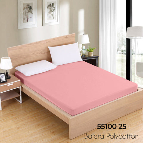 Sábana Bajera Rosa Cama 90cm Ajustable Polycotton