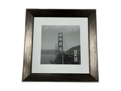 Portafotos 30x30cm Borde Madera y Lineas Plateadas