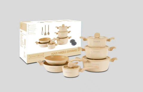 Batería de Cocina 15 Piezas Recubrimiento Piedra Royalty Line
