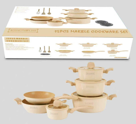 Batería de Cocina 15 Piezas Recubrimiento Piedra Royalty Line