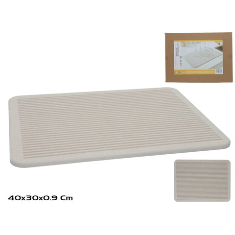 Alfombrilla de Secado Diatomita 40x30x0,9cm Beige Multiusos Cocina/Baño