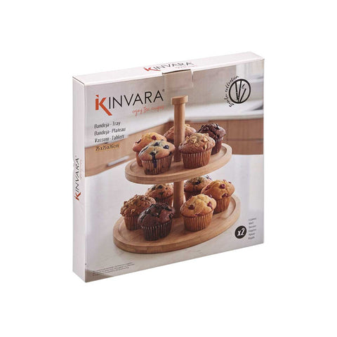 Bandeja Doble Bambú 25x25x26cm