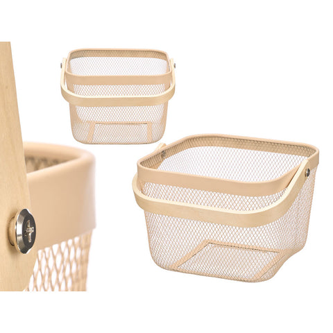 Cesta Cuadrada Asa Bambú Beige 26x26x17.5cm