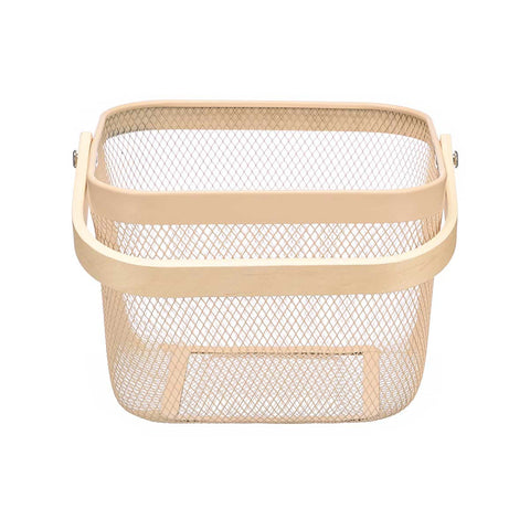 Cesta Cuadrada Asa Bambú Beige 26x26x17.5cm
