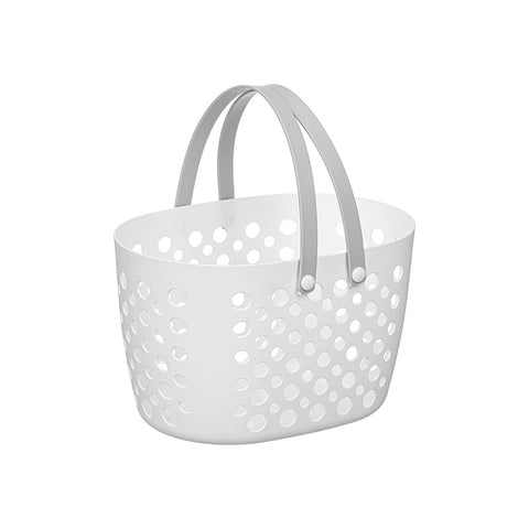 Cesto Ovalado Blanco Asas Gris 20x33x19cm