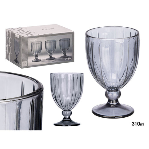 Pack 6 Copas Vino Rayas 310ml Humo