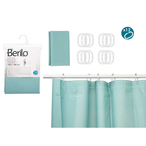 Cortina de Baño Transparente Verde Azulado 180x180cm