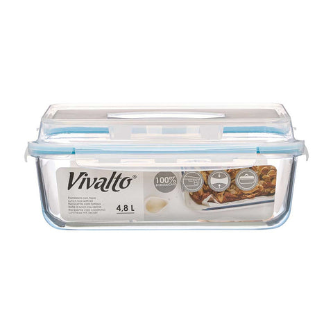 Fiambrera Grande 4800ml Borosilicato Hermética con Asa