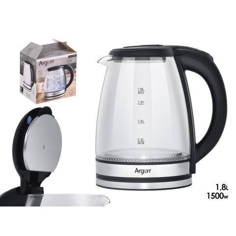 Hervidor Acero Led Borosilicato 1,8L Argón