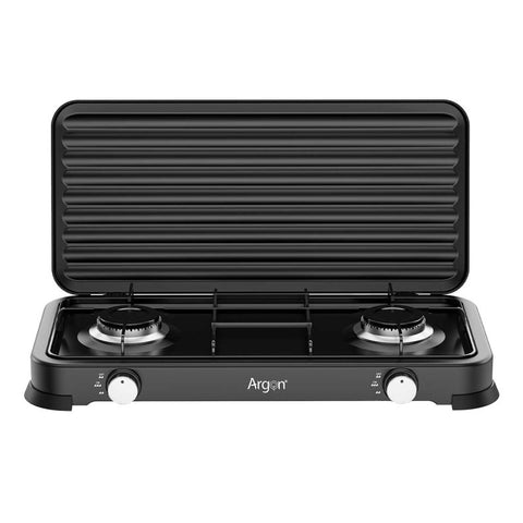 Hornillo de Gas Doble Negro 58x28cm Argón