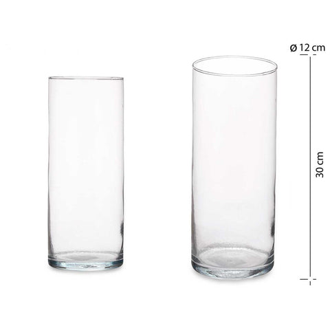 Jarrón Cristal Cilindro 12cm diámetro x 30cm Alto