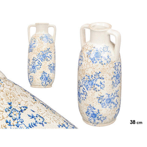 Jarrón Nonna 2 Asas Azul Beige 38cm