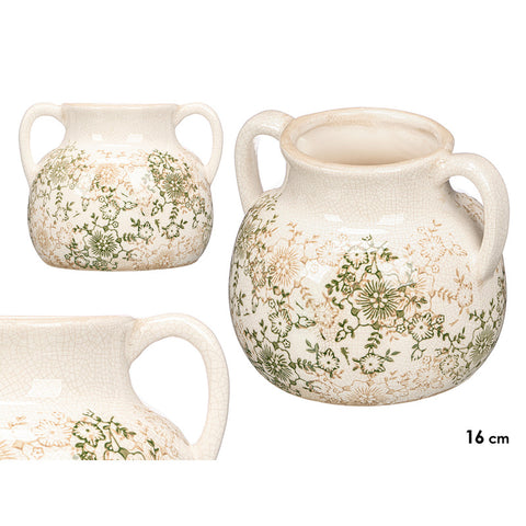 Jarrón Nonna 2 Asas Verde Beige 16cm