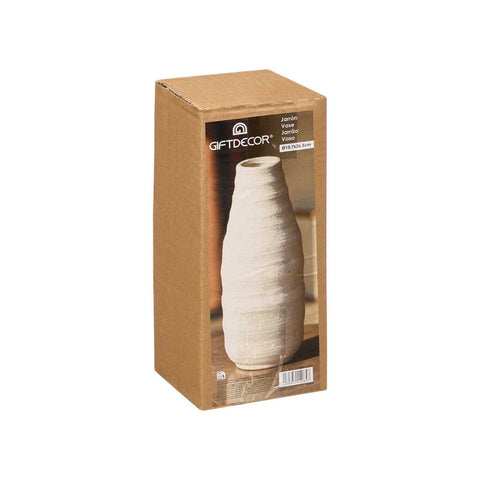 Jarrón Sahara Botella Rayas Blanco 26cm