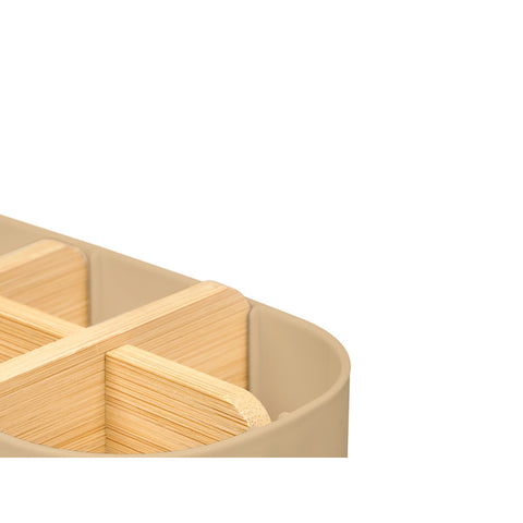 Organizador Plástico Bambú 5 Huecos Beige