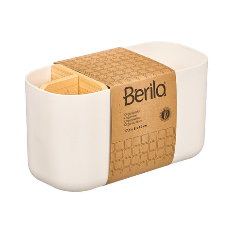 Organizador Plástico Bambú 5 Huecos Blanco