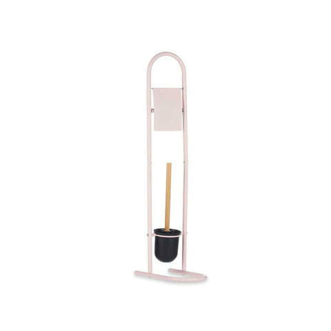 Portarrollo Escobilla Metal Bambú Rosa