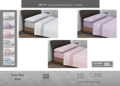 Juego de Sábanas 50% Algodón cama 90cm Cotone