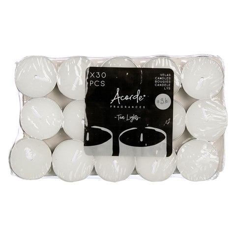 Set 30 Velas Tea Lights Blanco 3 Horas